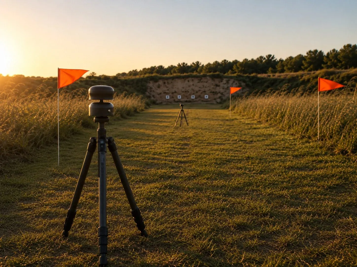 LoRa wind units down a training lane at golden hour